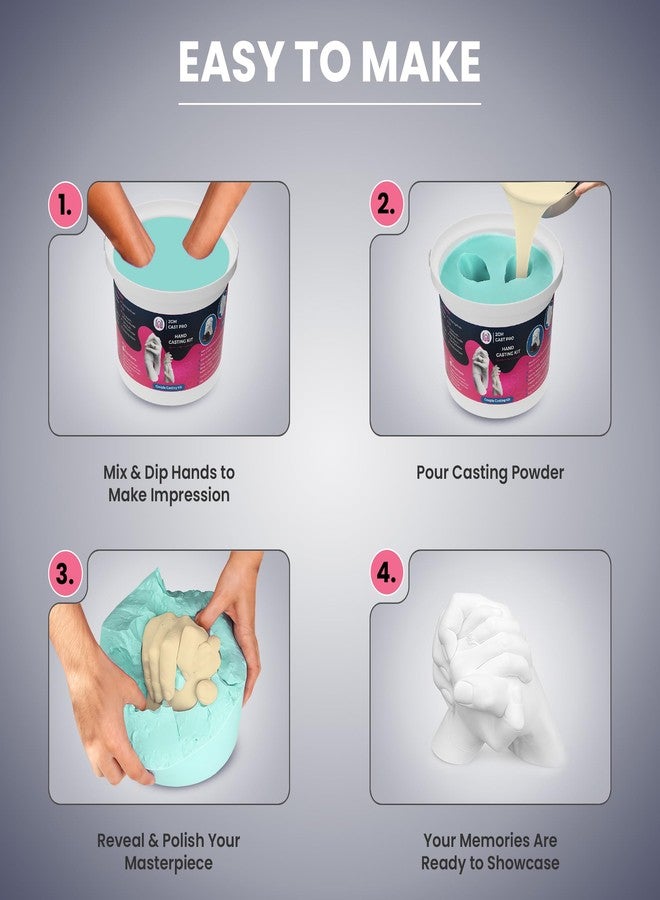 2GM Hand Casting Kit for Couple 3D Design Used for Gifting/Valentine's Day/Anniversary & Birthday Gift to Your Loved Ones, Easy to Use and Molding/Casting Adult Hands (Pack of 1) - Image 2